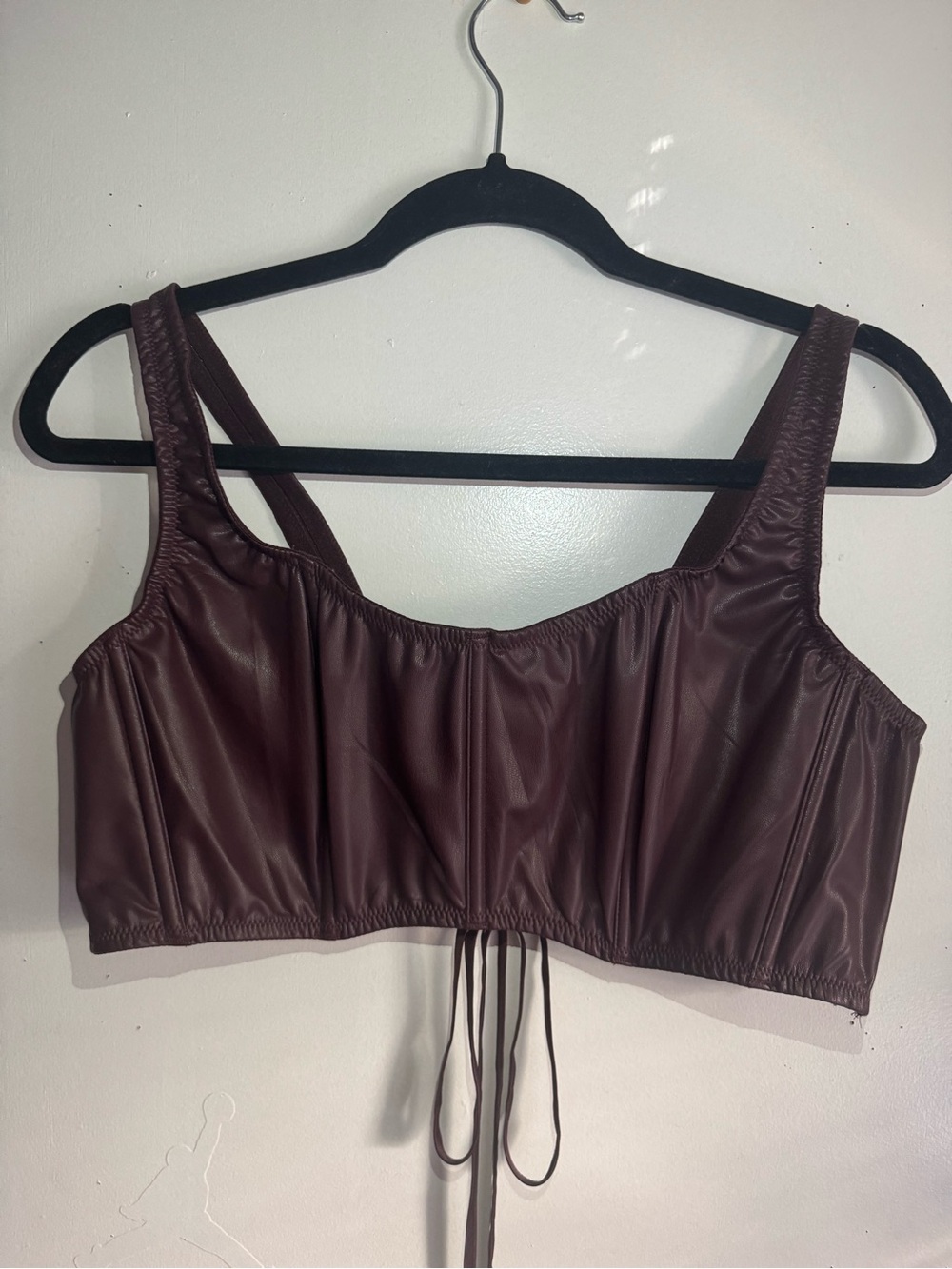 Victoria's Secret Faux Leather Crop Top in Deep Brown